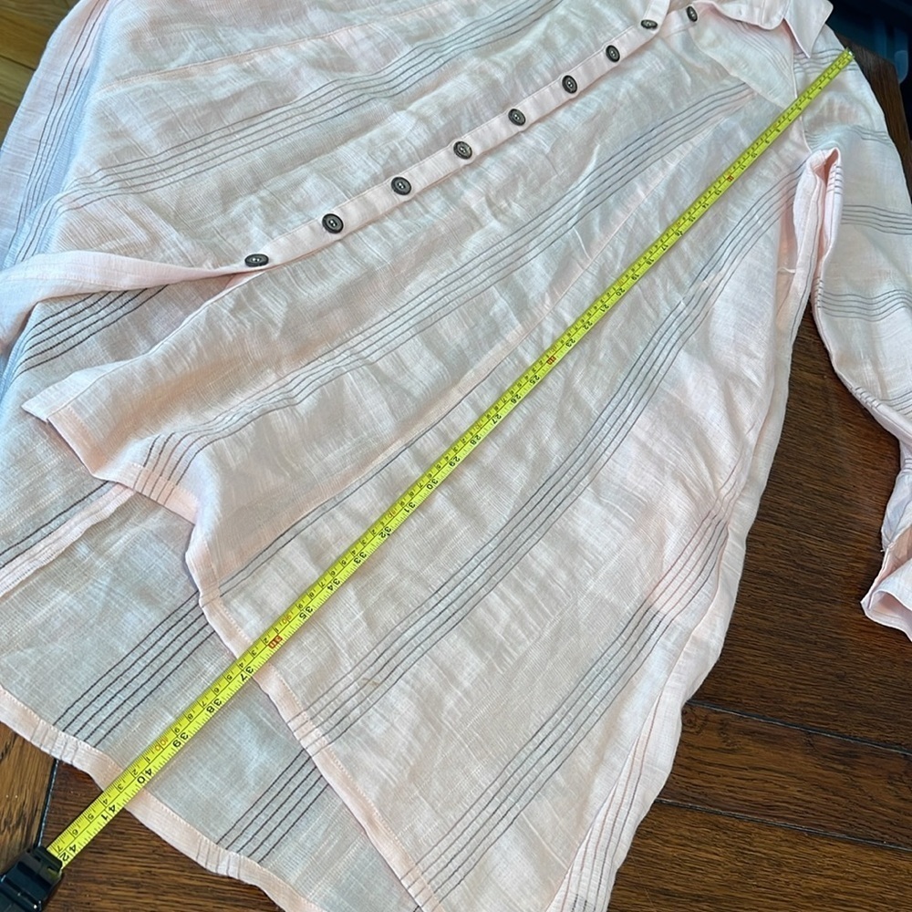 Free People Great Escape Pink Peach Shirtdress Semi Sheer Swim Cover up Small - Picture 9 of 12